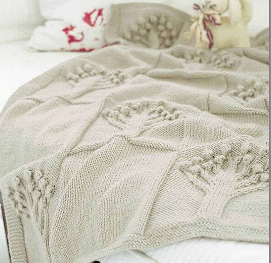 Heirloom  Apple Tree Afghan Blanket Throw Baby Blanket ~ DK 8 Ply Light Worsted Wool Instant PDF Download Knitting Pattern