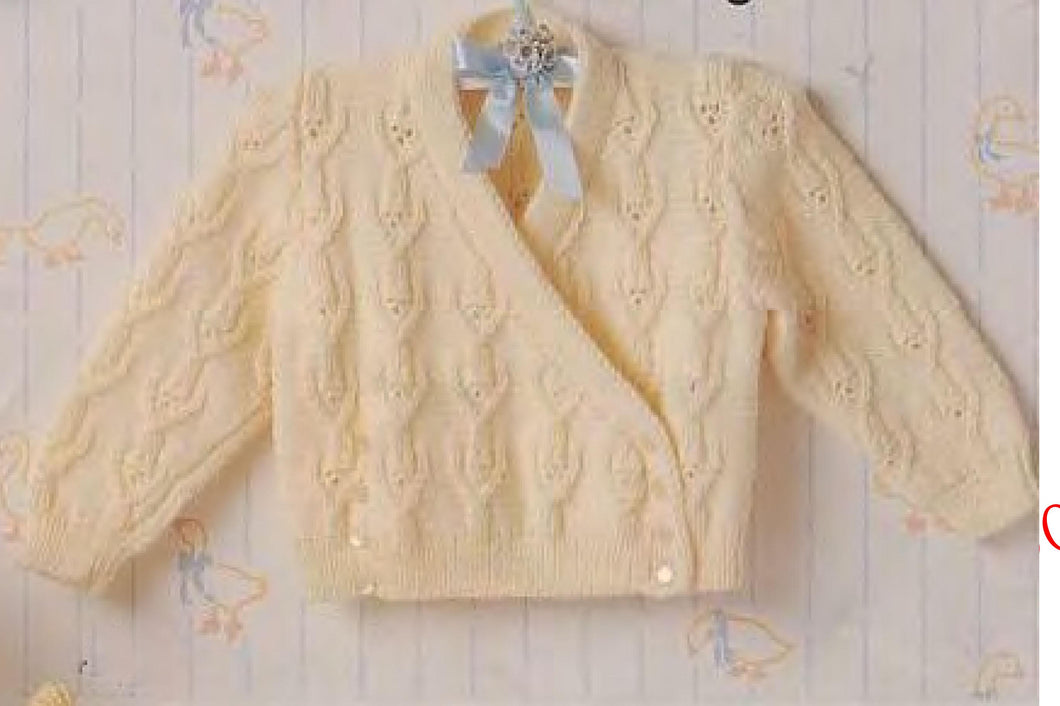 Baby cross over Cardigan with Cable pattern  ~ Fits 16