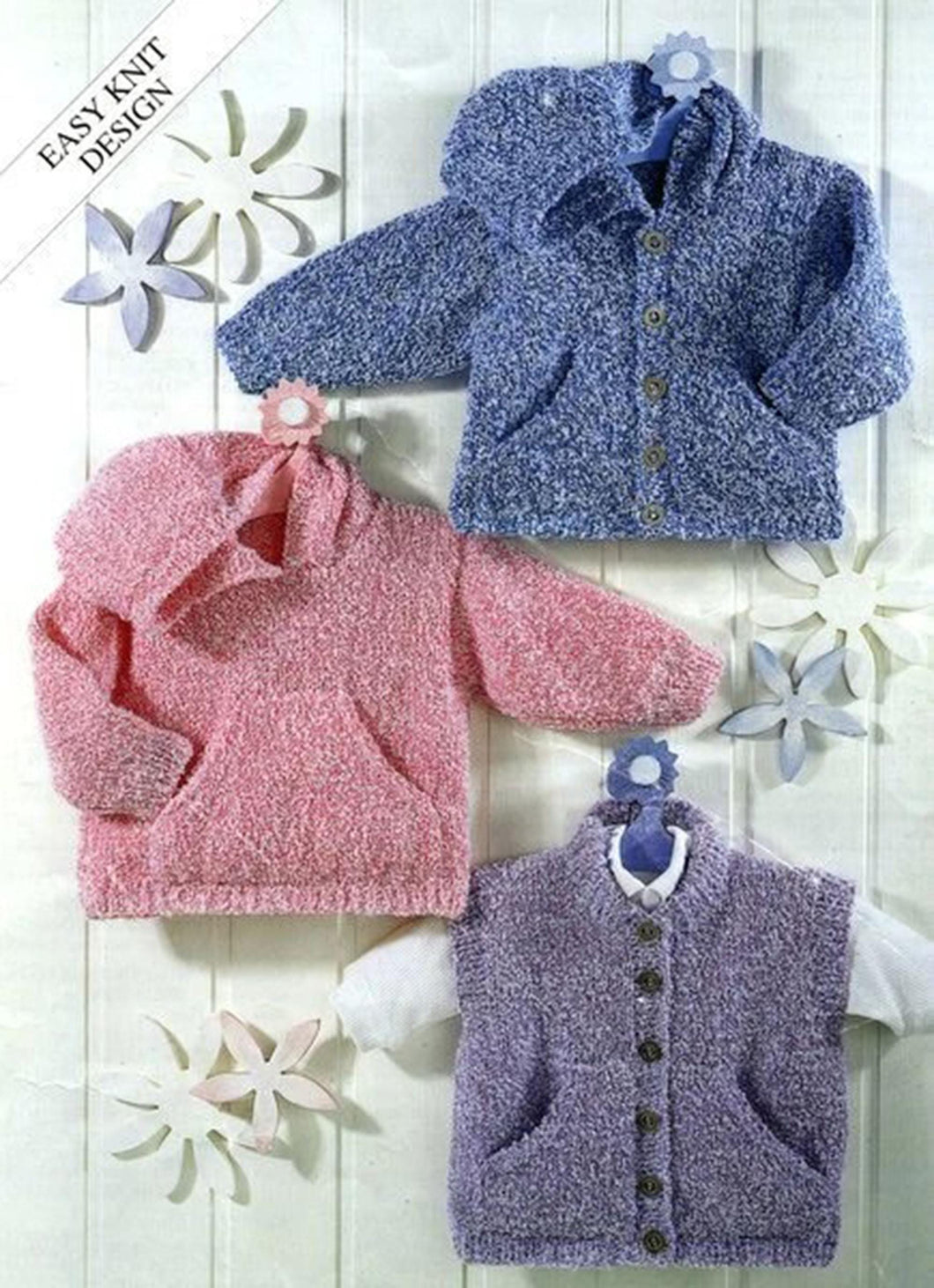 Easy Sweater Jacket Waistcoat Hood Pockets Round Neck 16