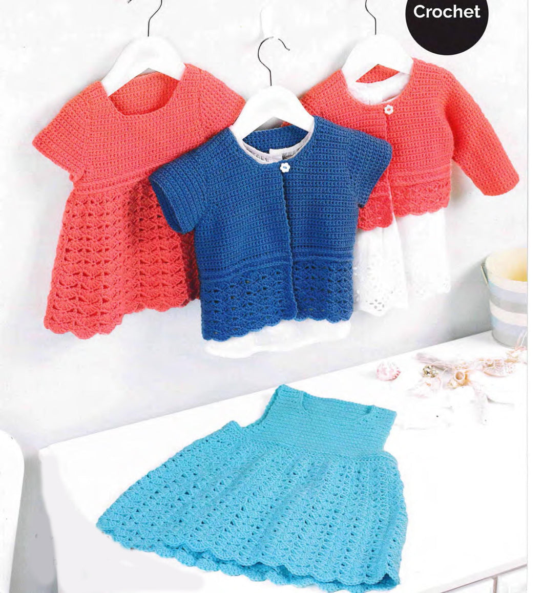 Baby Crochet Pinafore - Dress & Cardigan 16-22