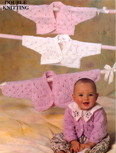 Baby Girl Lacy Bolero Cardigan - Jacket- Knitted in DK 8Ply Light worsted Yarn- chest 16