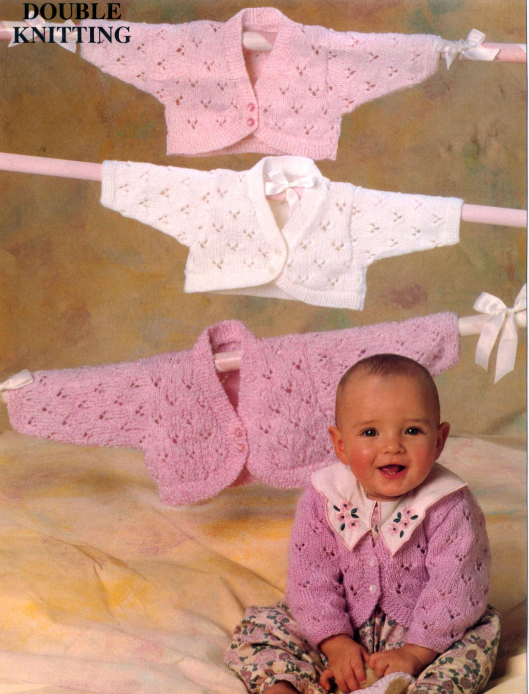 Baby Girl Lacy Bolero Cardigan - Jacket- Knitted in DK 8Ply Light worsted Yarn- chest 16