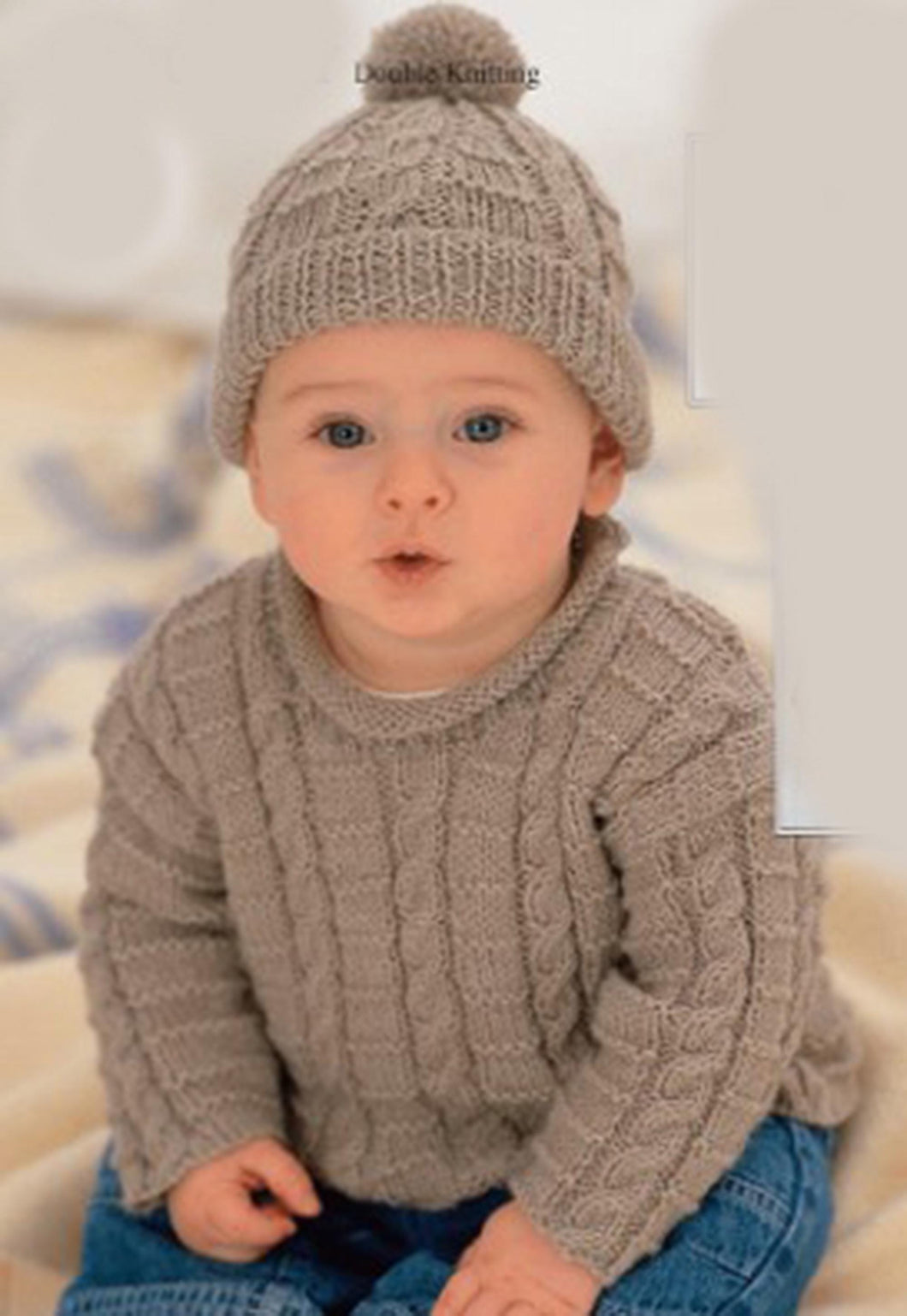 Baby  Roll Neck easy cable sweater & matching hat in DK 8 Ply -Knitting Pattern PDF Downloadable pattern - Fits   3-36 months