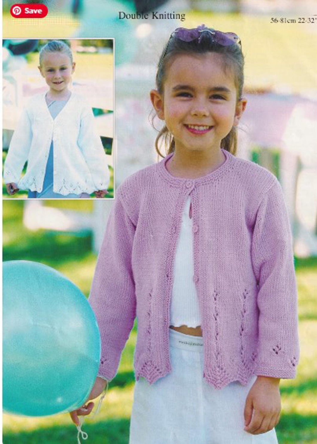 Girl's Cardigan  Round & V-neck with zig zag hem in DK / 8 ply yarn Knitting Pattern fits 22 - 32 chest Download PDF