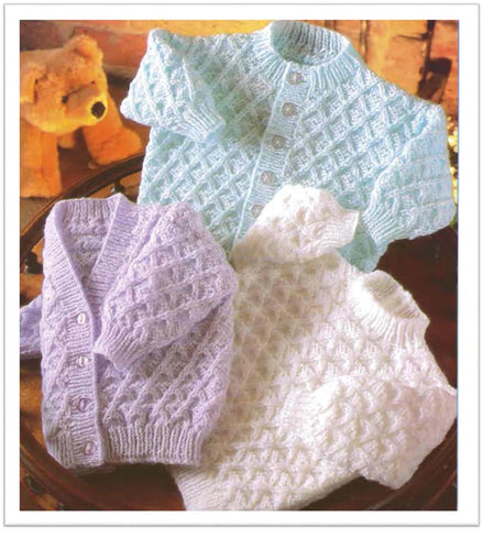 Baby Boy Girl Cardigans & Sweater - V neck- round neck textured Knitting pattern -DK 8 ply - 16- 22'' (0-2 years)Download PDF