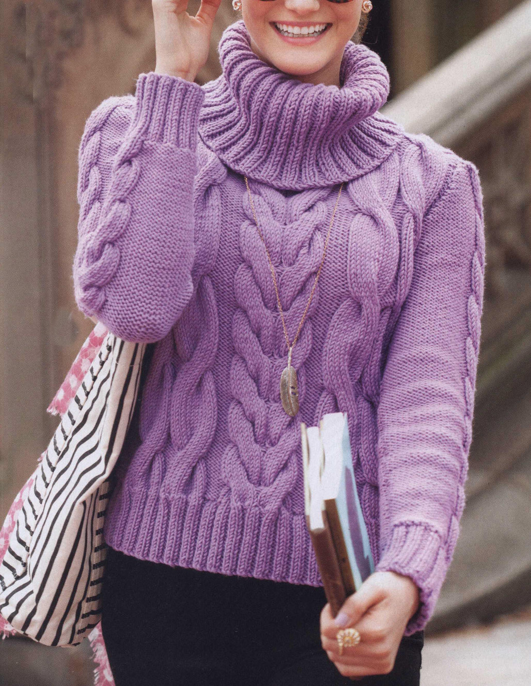 Womans Cable Turtle Neck Sweater-Polo Neck  Knitting Pattern In Chunky - Bulky - 12 Ply wool Knitting Pattern download  PDF chest 37