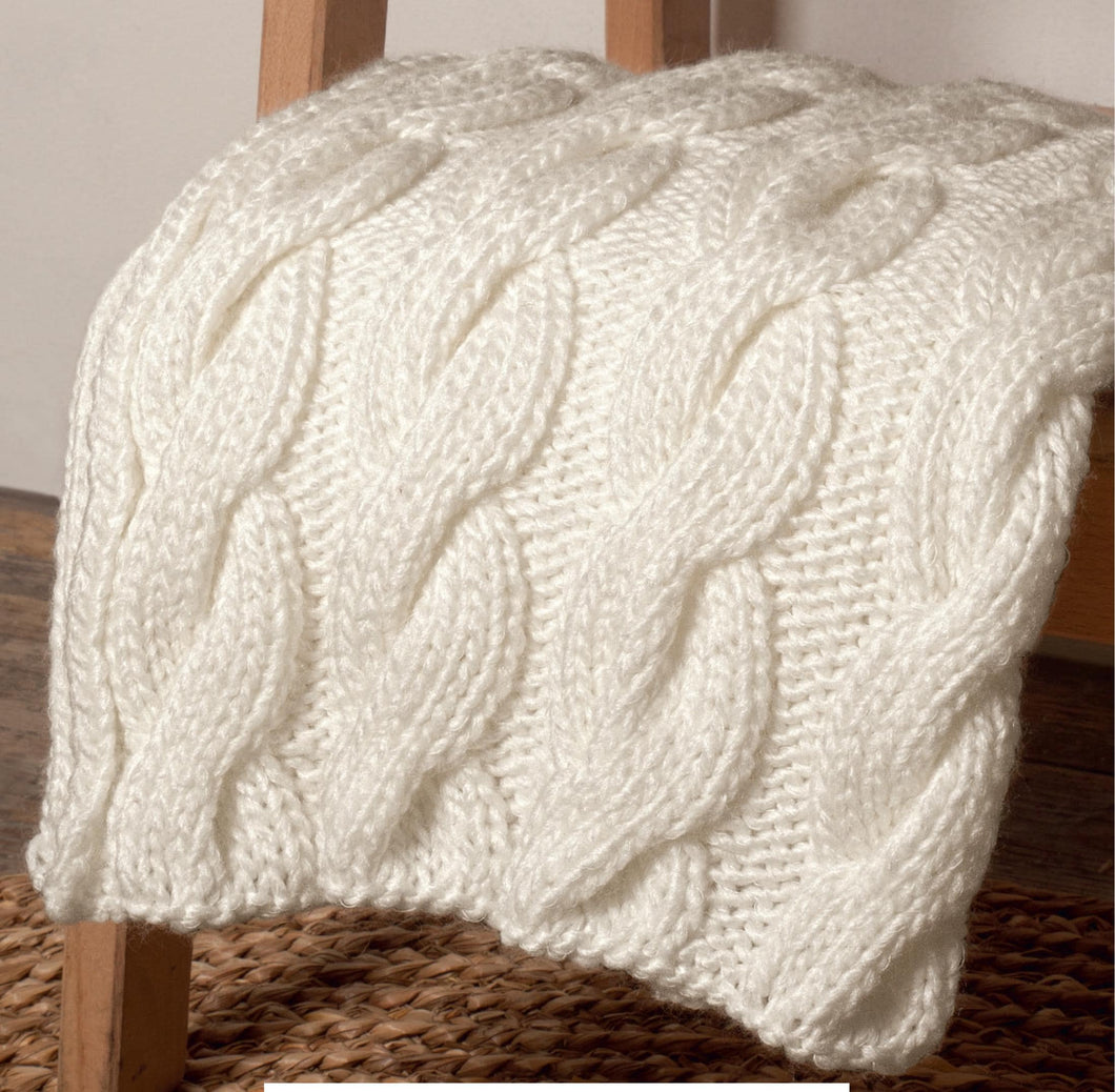 Chunky Cable Blanket- Quick Knit easy Cable-Afghan-Instant download Knitting Pattern