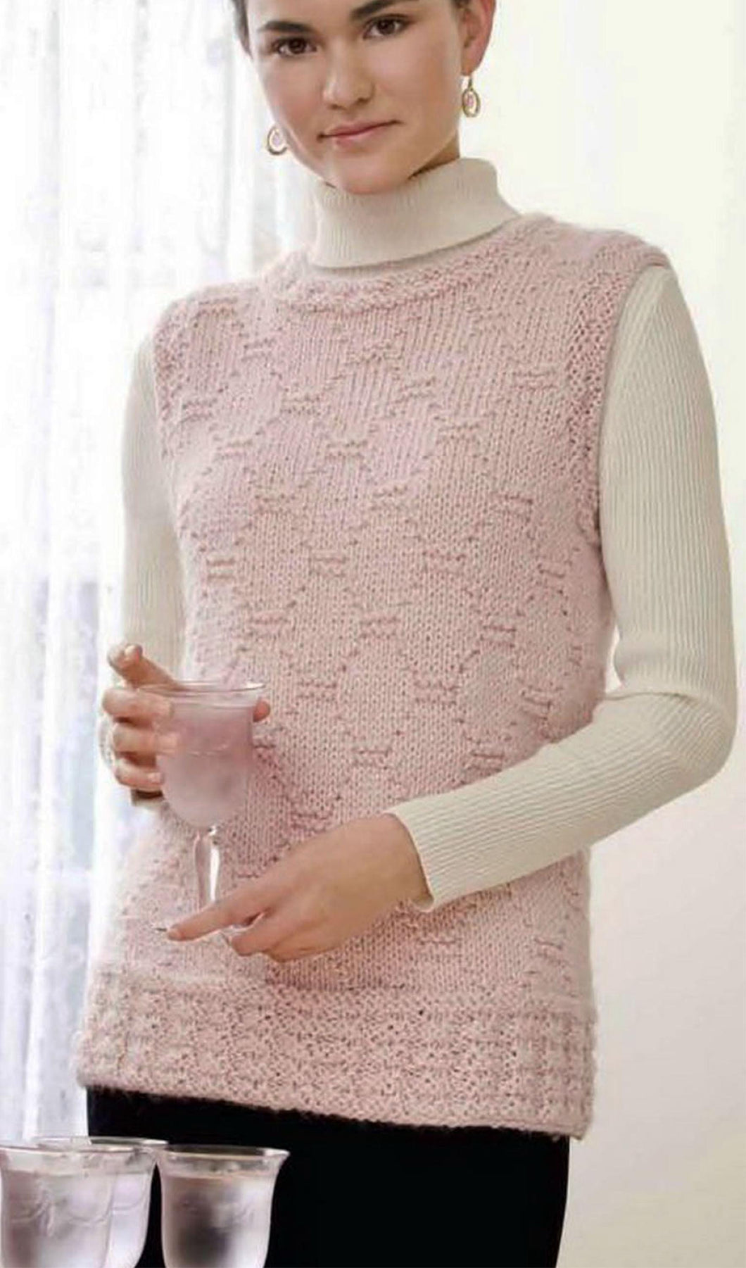 Beginner Woman's Round Neck Textured Slipover Sweater Vest-Top Jumper Pullover 38