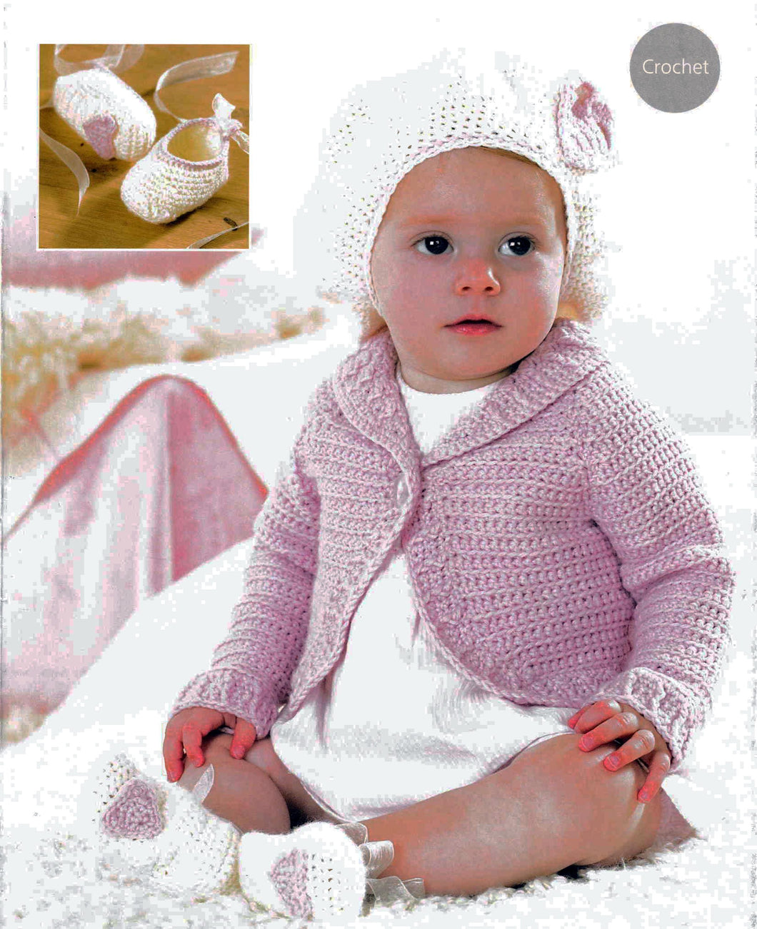 Girl's Crochet Long Sleeved Cardigan-Jacket- with collar & shoes 16- 20