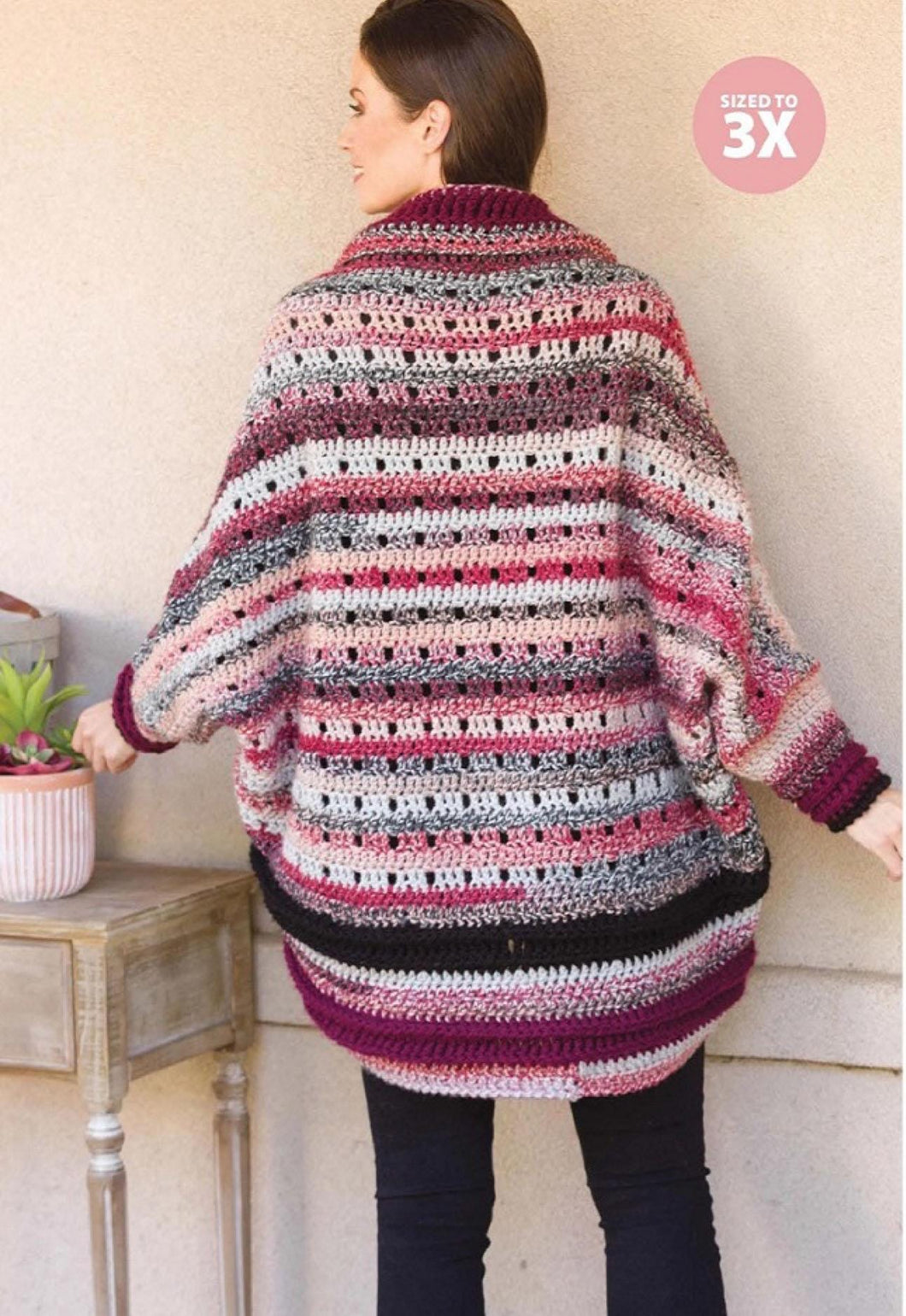 Woman's Crochet Shrug style Cardigan-Crochet up inn Bulky- Chunky 12 ply yarn- Download PDF Crochet Pattern- see images for more information