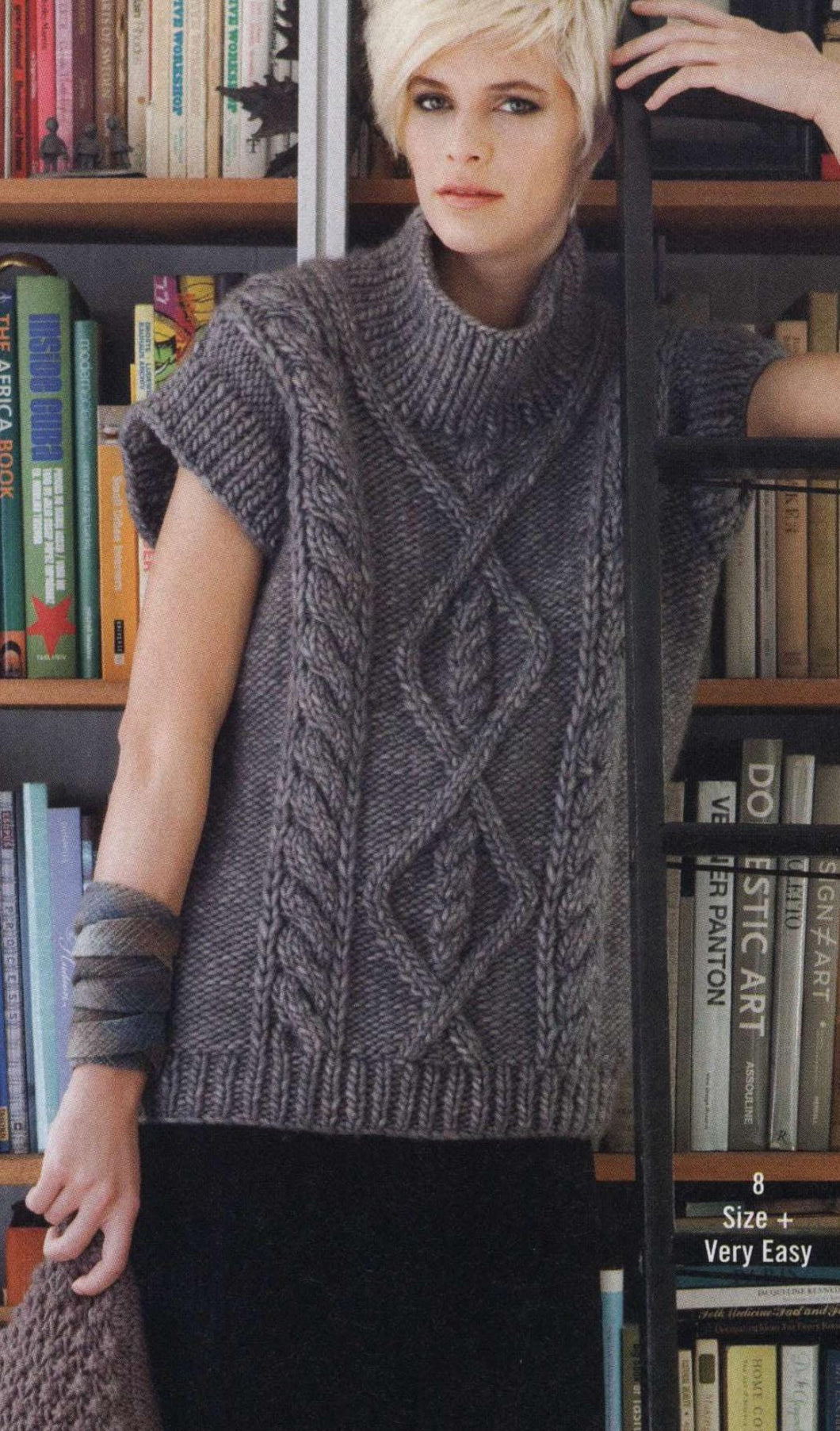 Woman's Cap sleeve Tunic - Cable design- High neck -44