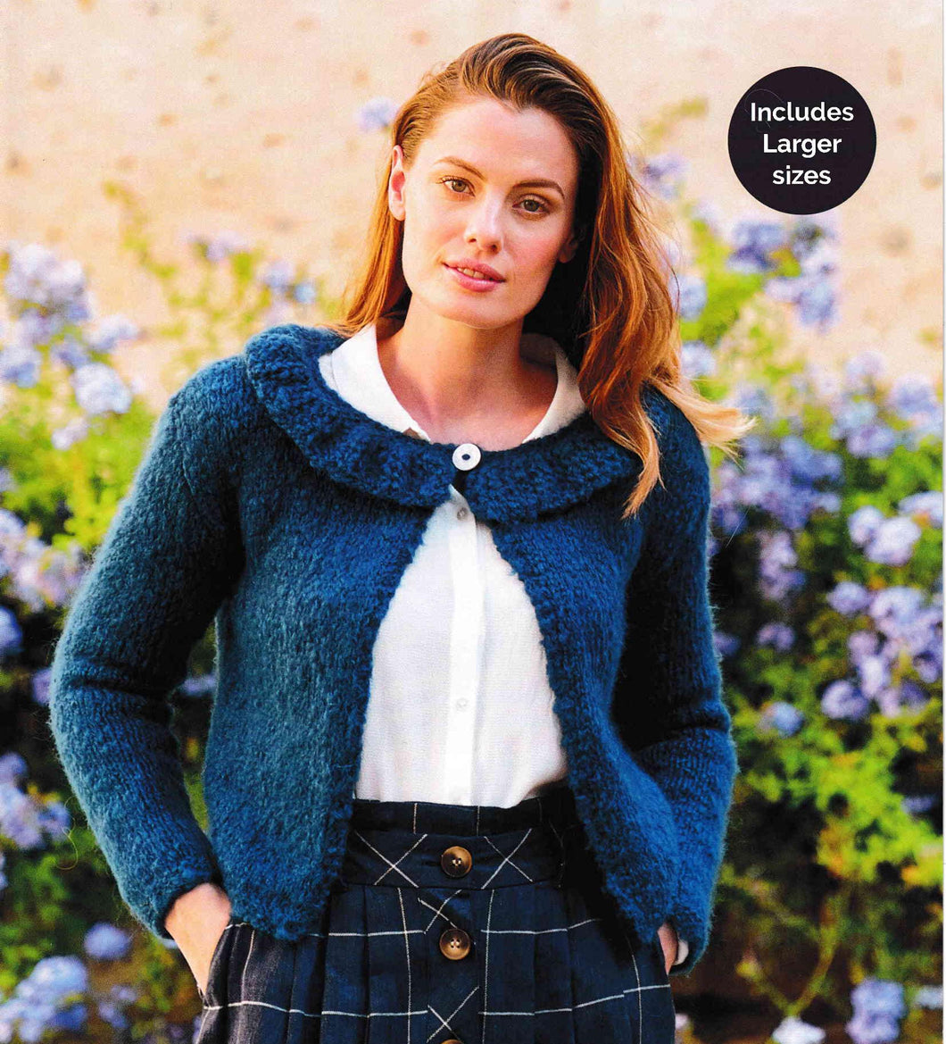Womens frilled Easy round neck Cardigan Pattern Sizes 32