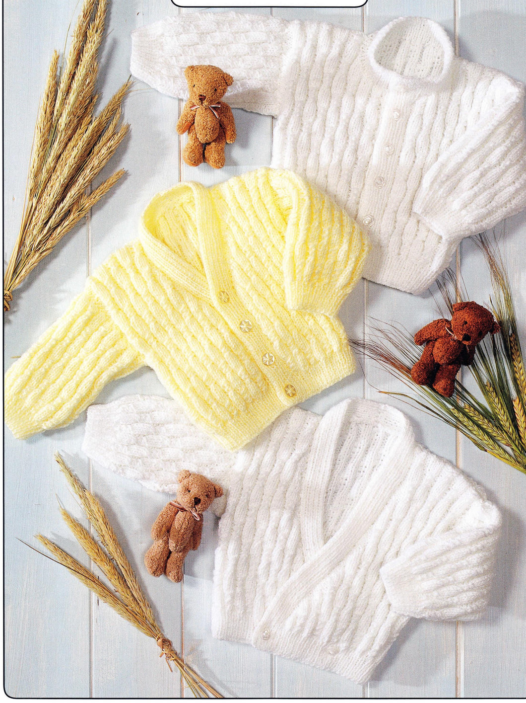 Baby Cardigans round neck-V Neck & Crossover- Knitting Pattern -4ply  Yarn needed Download- Small baby size 14