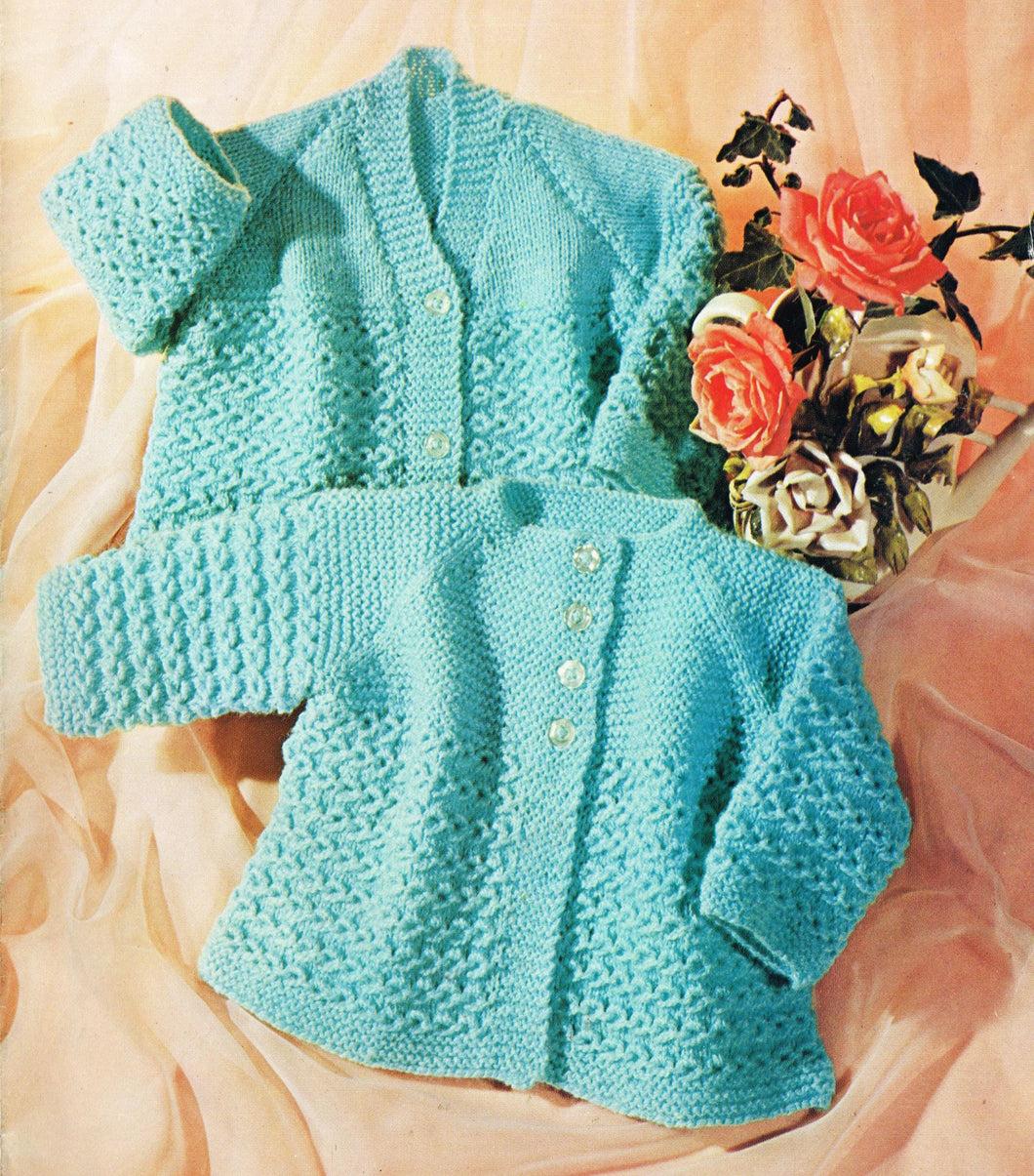 Vintage Baby V Neck Round neck Textured  Raglan Cardigans - Boy or Girl's 16 - 18
