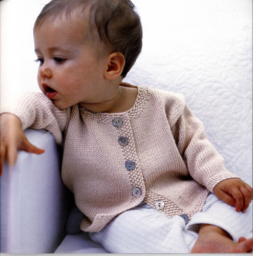 Boy's Girl's Baby Jacket Cardigan- Moss stitch bands Sport - 5 ply Ply- 19
