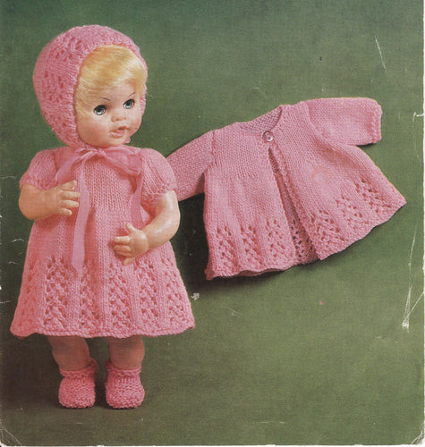 Baby Dolls Knitted dress, cardigan jacket Socks & hat Dolls Clothes 14-16 inch 4 ply Ply Yarn Knitting Pattern PDF download