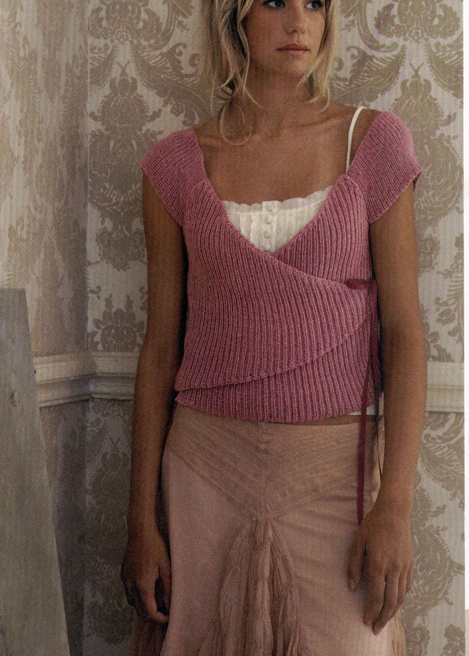 Womens Ribbed Wrap Top- Cardigan short Cap Sleeves  30