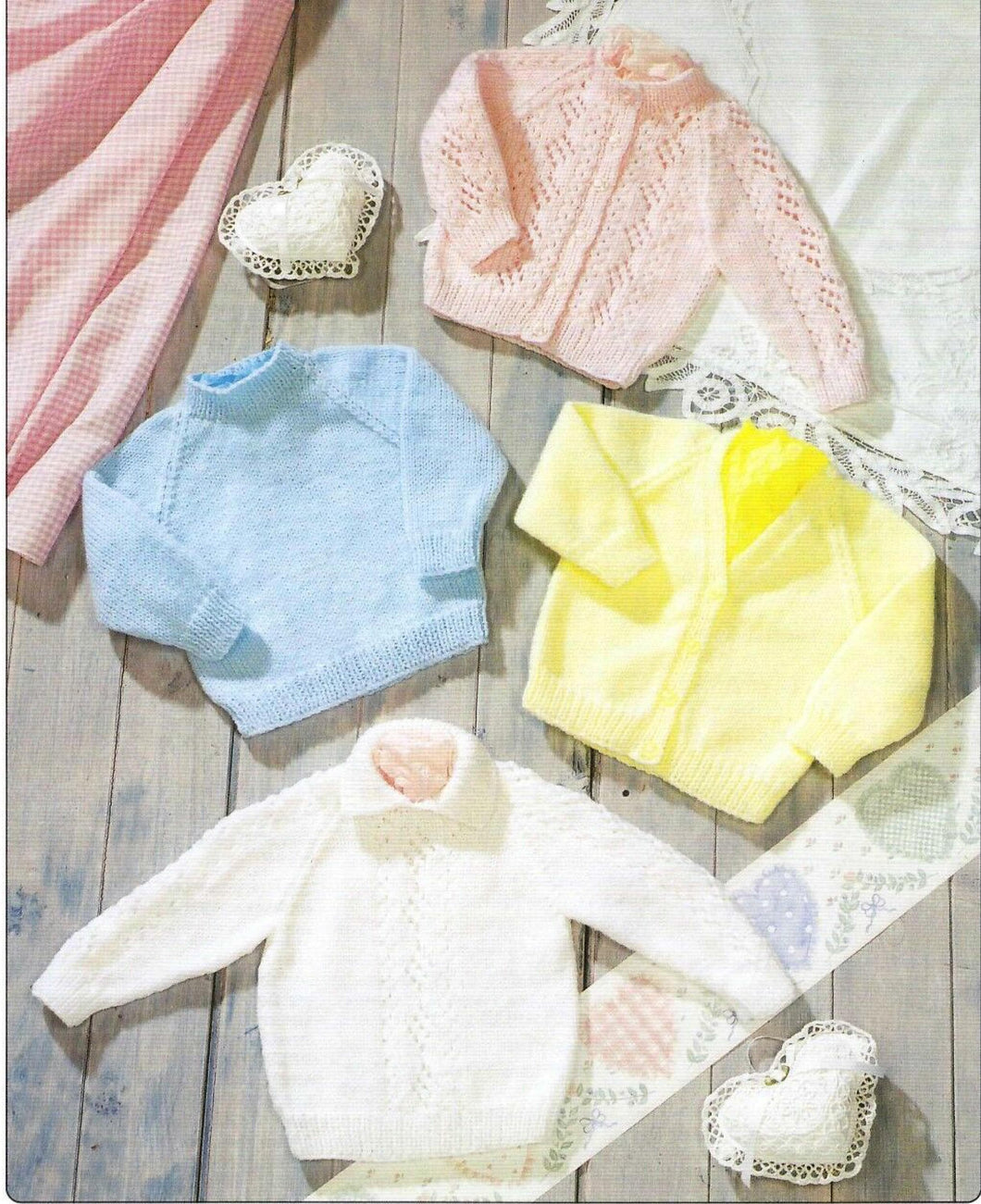 Baby Cardigans & Raglan sweaters- 2 styles each in DK 8 Ply Light worsted  wool 14 - 22
