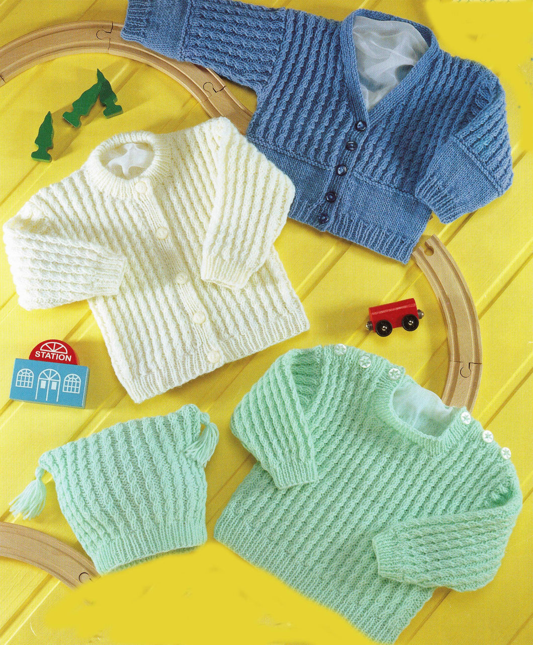 Baby Boy Girl Cardigans- Sweater & Hat- 3 styles to knit in DK 8Ply Light worsted wool Premature 12