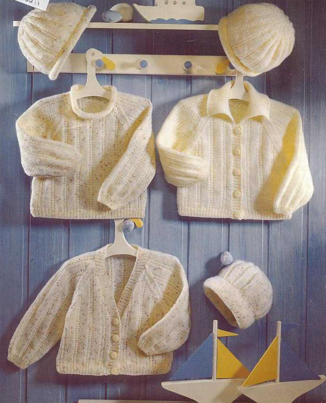 Baby Raglan Cardigans  Sweater & hats 4 ply- sizes 16