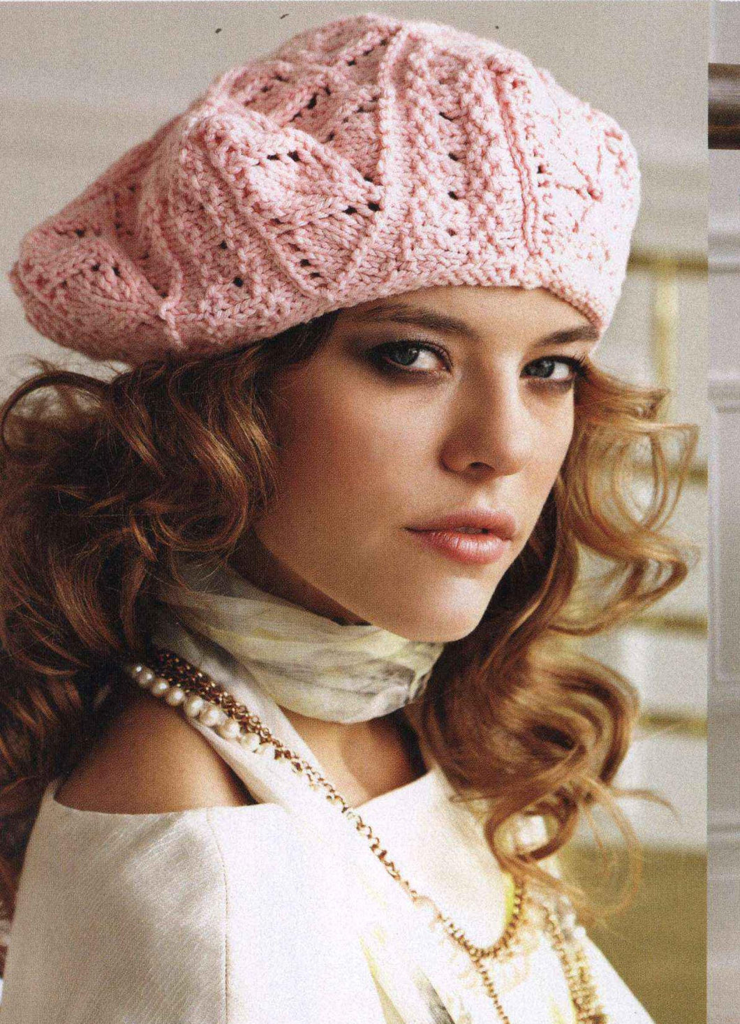 Woman's Lacey Beret Hat   ~ Aran 10Ply Worsted Wool Knitting Pattern PDF Instant download Circumference 20
