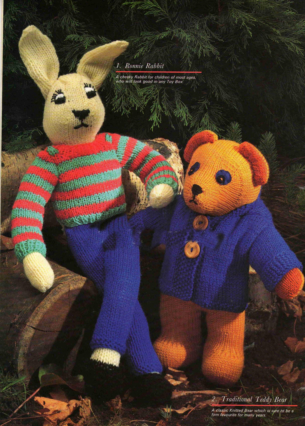 Rabbit & Teddy Bear -with Clothes to Knit in DK- 8 ply Light worsted wool- - Knitting Pattern PDF KNITTING Pattern