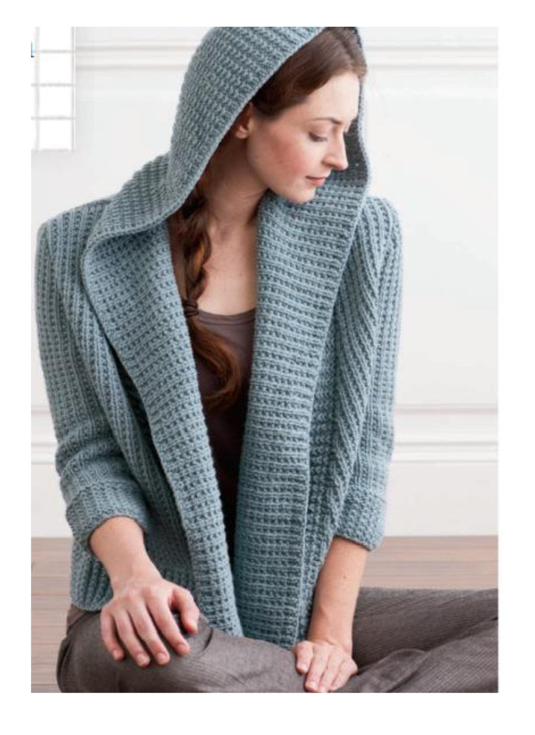 Hooded Jacket or Cardigan in Aran- Worsted weight wool- size XS-XL (34.5