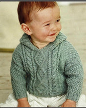 Boys Round Neck Cable Sweater-& Hooded Sweater Knitting Pattern- DK -8Ply Light worsted wool- Instant Download-16-26" chest  Or (0-6 years)