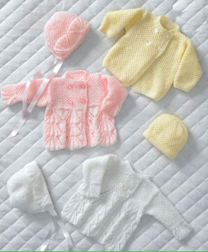 Baby  Cardigans Hats Bonnets Premature - 6 months in 3 or 4ply wool Knitting Patterns Download PDF