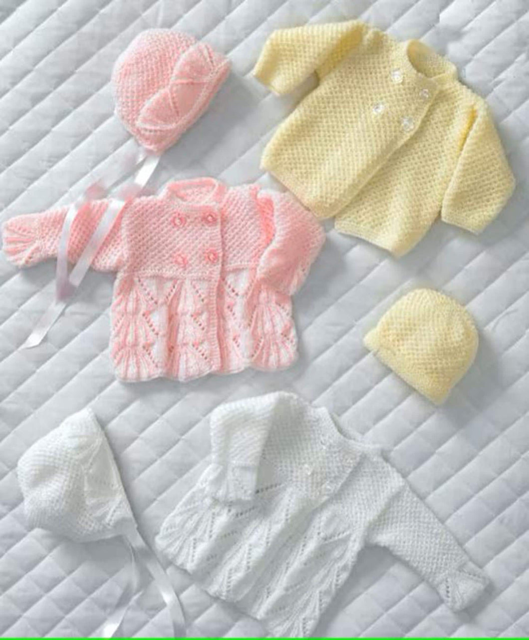 Baby  Cardigans Hats Bonnets Premature - 6 months in 3 or 4ply wool Knitting Patterns Download PDF