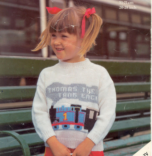 Boys - Girls Thomas the Tank Engine Round Neck Sweater- Jumper- DK -8 ply- fits 20 - 28