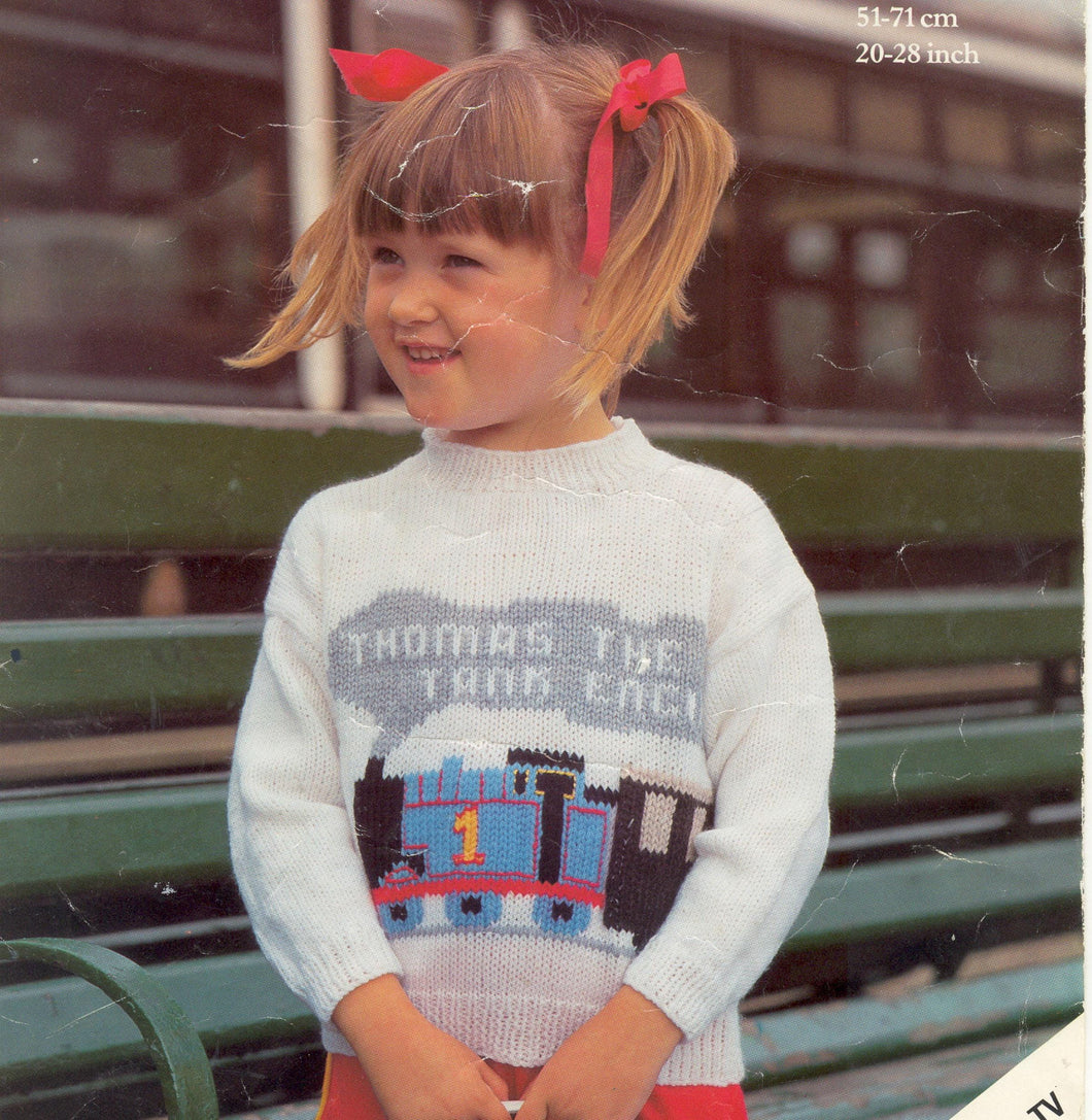 Boys - Girls Thomas the Tank Engine Round Neck Sweater- Jumper- DK -8 ply- fits 20 - 28
