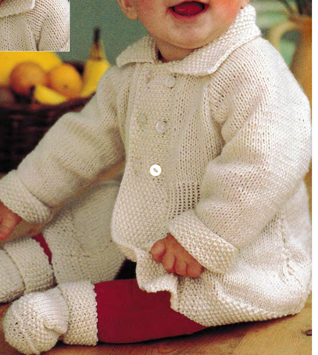 Popular Easy baby Coat- Helmet & Boots in DK (8PLY) Yarn Fits from Birth up to 2 years ( 16