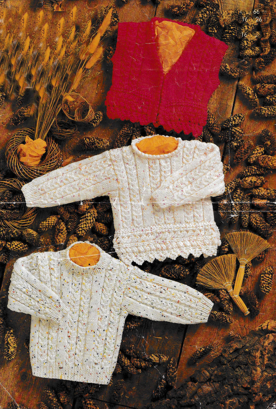 Baby Cable sweaters & matching Waistcoat  with lacey edge  in DK 8 Ply -Knitting Pattern PDF Downloadable pattern - Fits 16- 26