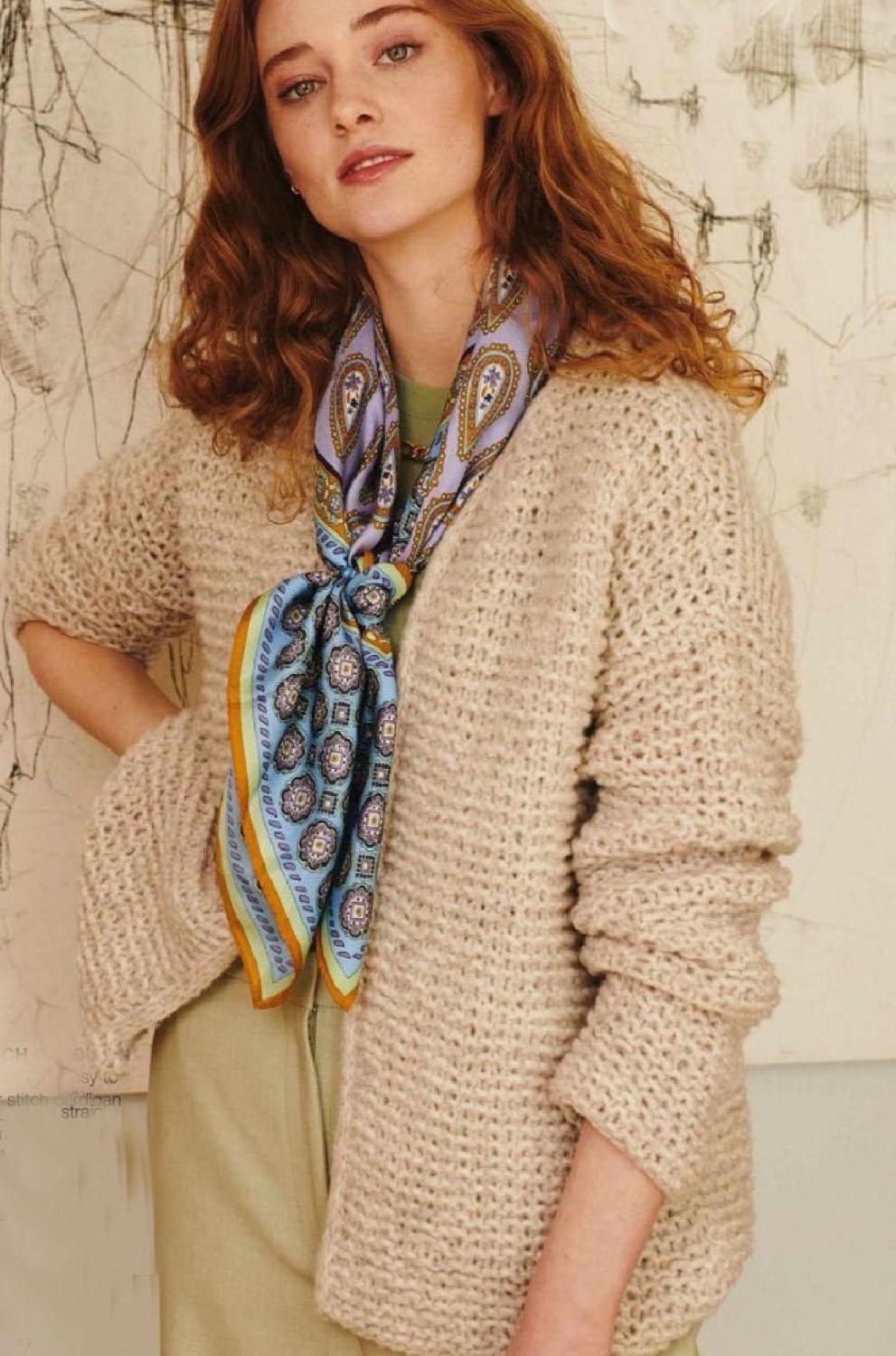 Womans Loose Fit Garter Stitch Open front Cardigan Knitting Pattern Aran 10Ply worsted Yarn Knitting Pattern PDF Download 36