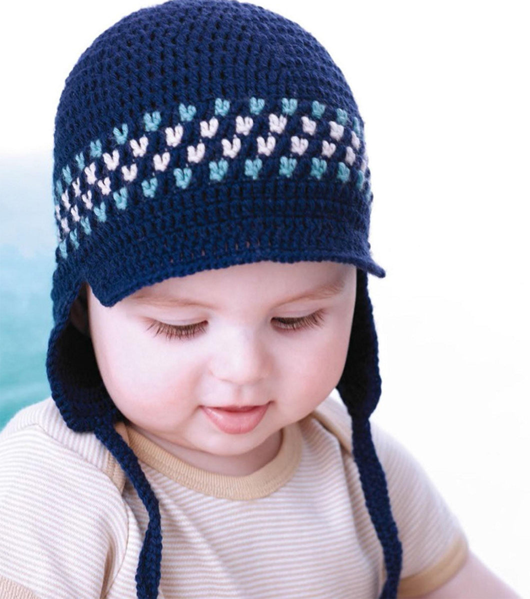 Crochet Baby Girl ~ Boys Hat with Earflaps- Ideal winter hat- 4 Ply Fingering needed - Crochet pattern Download PDF fits Birth - 12 months