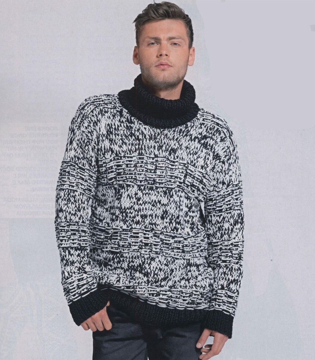 Man's Turtle Neck- Polo Neck Sweater- Jumper in Aran 10 ply Worsted Yarn- Knitting Pattern-  Download PDF sizes 48/50 - 52/54- 56/58