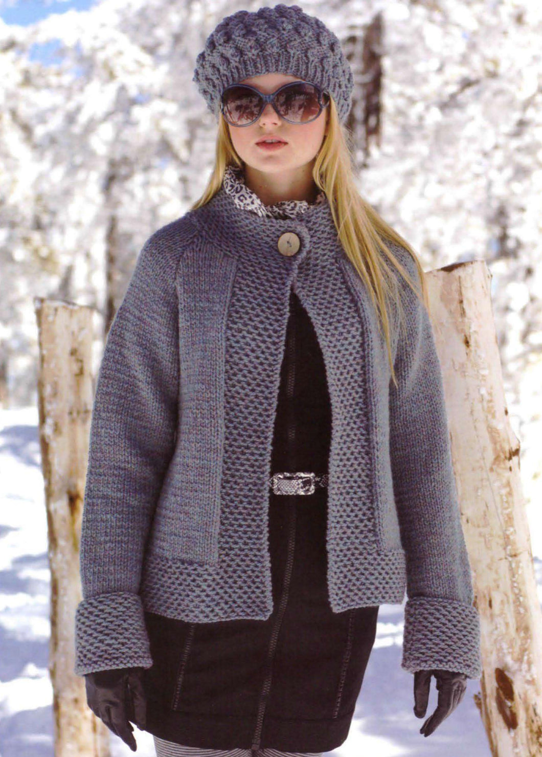 Woman's Chunky  Raglan Jacket with Borders-  quick Knit~ Chunky- Bulky 12 Ply  yarn 32