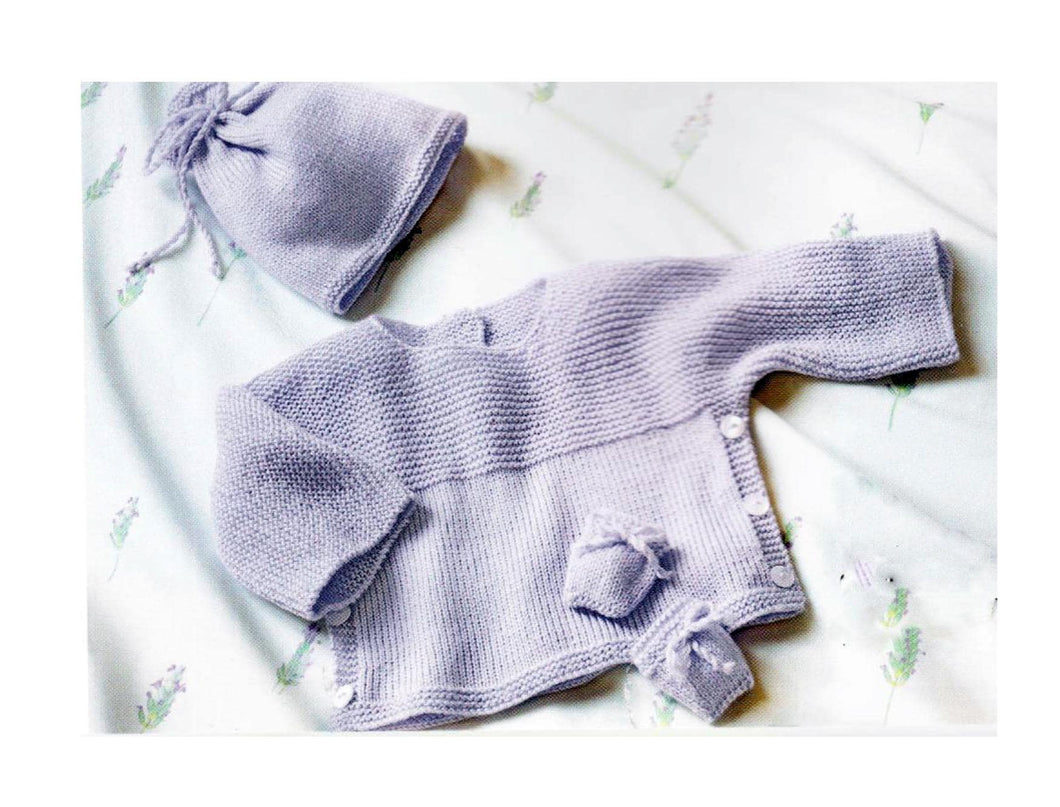 Easy Premature baby Sweater -Jumper, hat and mitts- 3ply wool-  Premie - 6 Months sizes -Knitting Pattern download PDF
