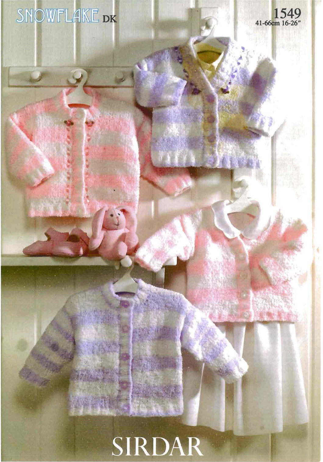 Very Baby Easy  V neck & Round neck Cardigans in  Snowflake DK 8 ply wool-- sizes 16 