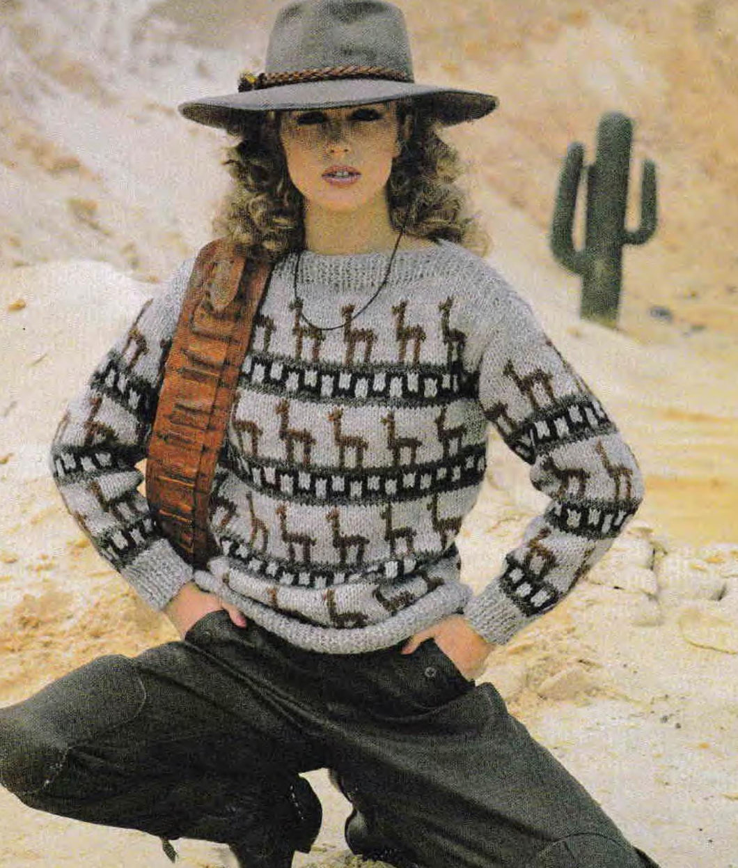 Woman's Gaucho style sweater- slash neck long sleeves- Bust 30-38