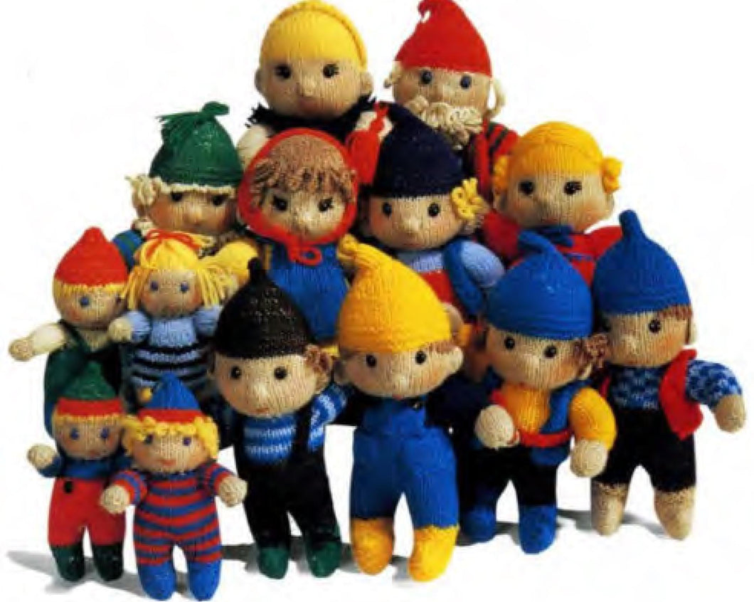 Elf Dolls to Knit - Toys-Man Doll- Woman Doll-Child-Baby doll-Knitting Pattern-  download PDF  Sport weight or 4 ply yarn- 5.5