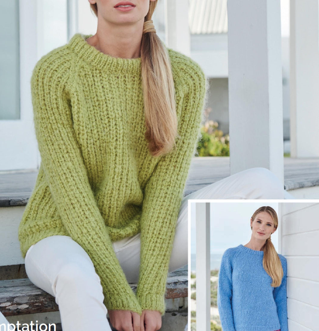 Easy Larger Plus Sizes Womans Rib or Plain Sweater Round Neck 32