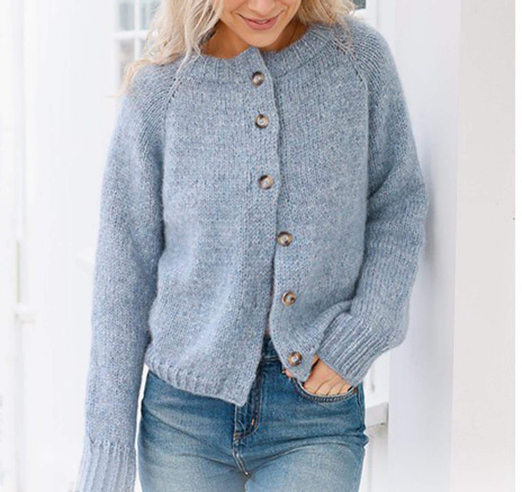 Easy Larger Sizes Classic Round Neck Raglan Cardigan Womens 36