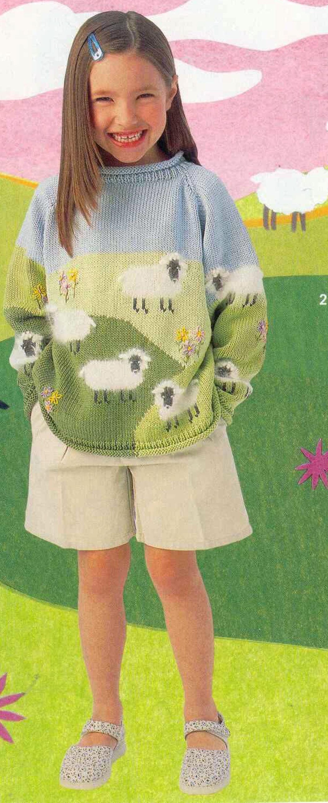 Child's oversize Raglan sleeved woolly Sheep sweater jumper- pullover-rolled edges Knitting pattern -Download PDF- see images for more info
