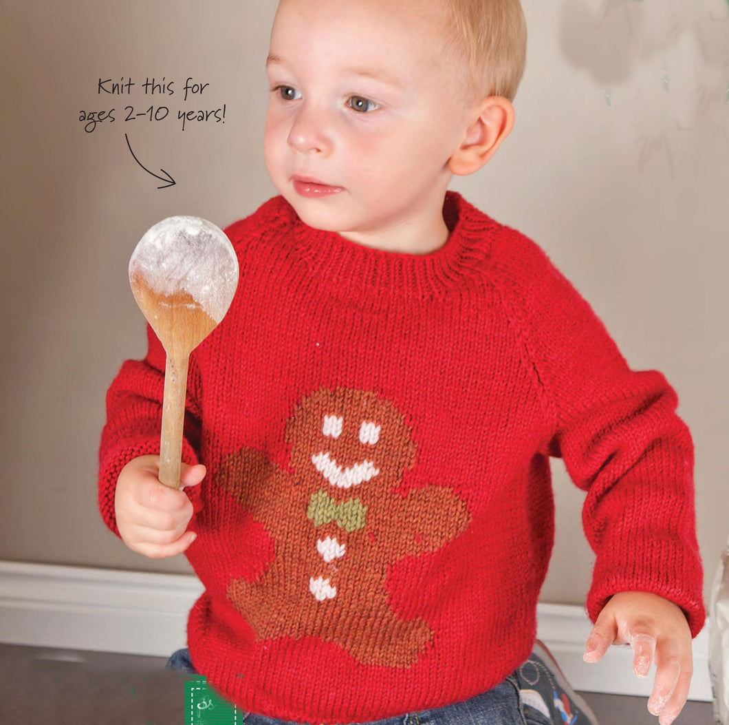 Child's Gingerbread Man sweaters Christmas Jumper Boy- Girl- Knitting Pattern -DK 8ply (Light Worsted weight) Download PDF fits 2 -10 Years