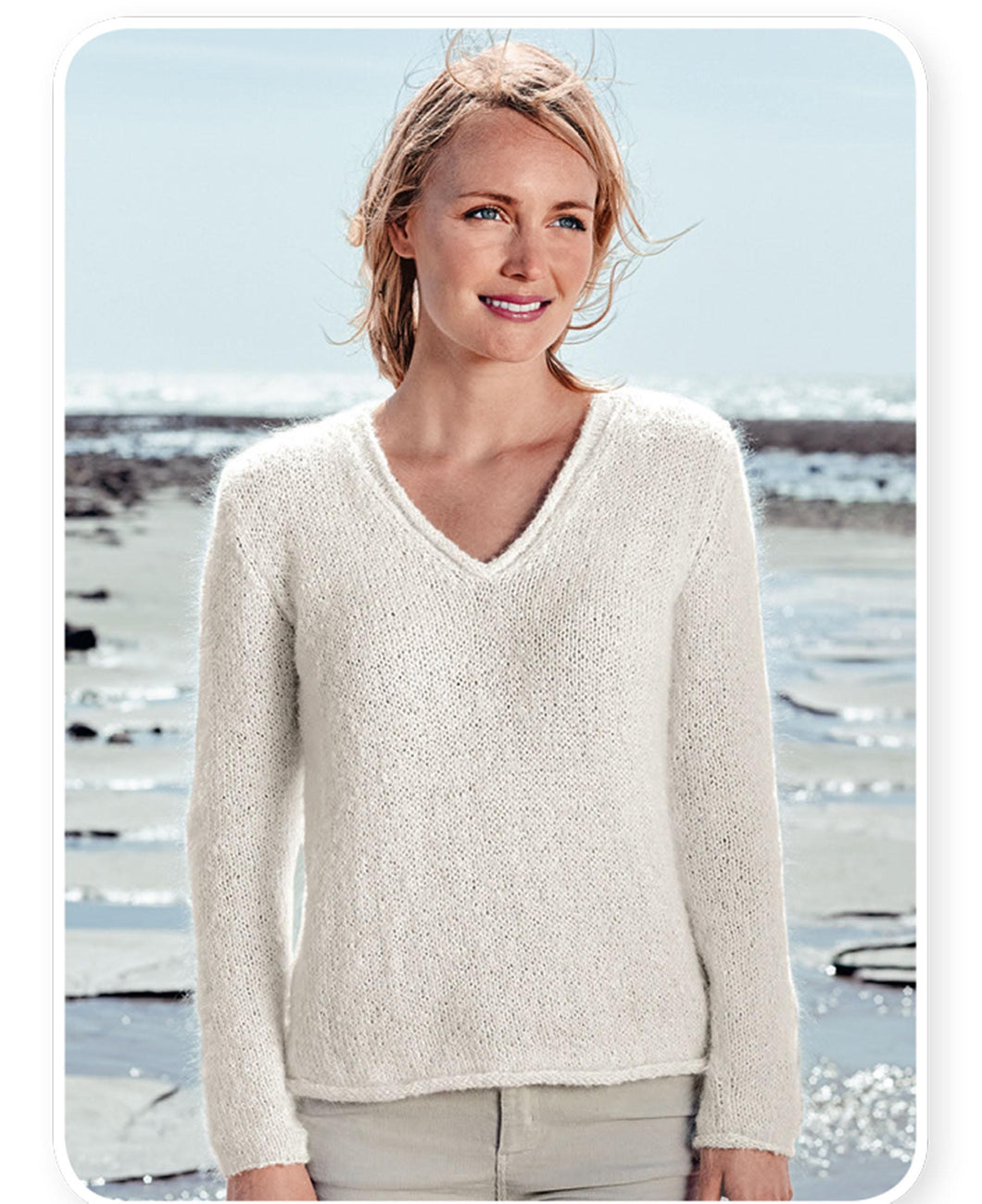 Women's  V Neck Long sleeved Sweater Jumper Sport weight Wool Knitting Pattern PDF download- See images for more information