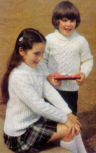 Child's Cable Raglan Jumpers- sweaters Boy- Girl- Knitting Pattern -Aran(Worsted weight) or dk 8 PLY Download-22-28