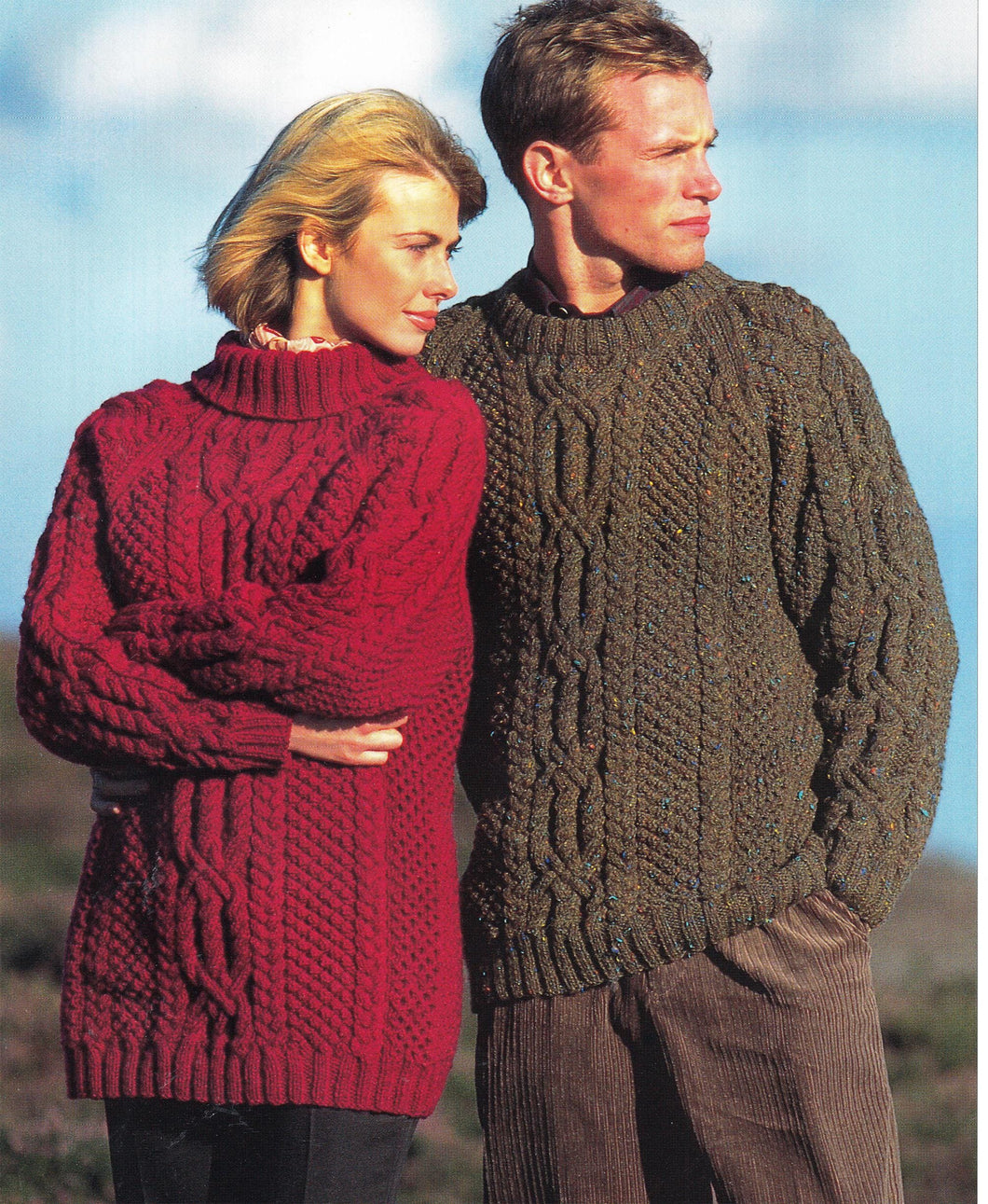 Woman's Mans Aran Cable sweater- Long sleeves-Chest 32