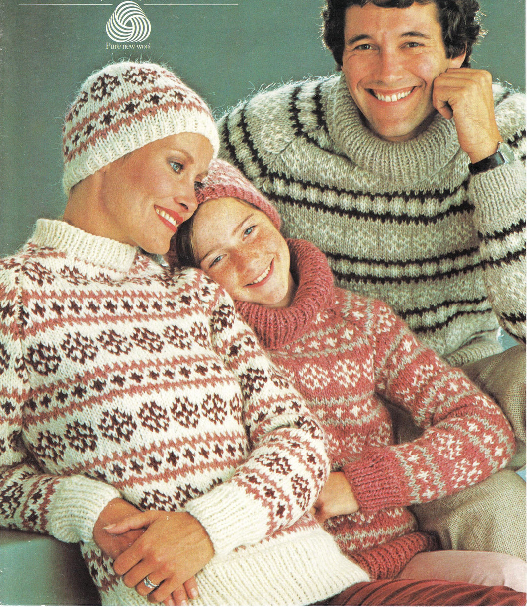Classic Fair Isle Norwegian Sweater Round Neck- Turtle neck- & Hat- Adult Childs  22-44